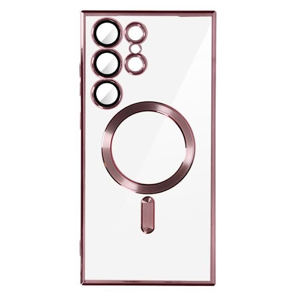 Fodral - AVIZAR - Samsung S23 Ultra - Transparent kameraskydd - Magnetisk ring - Rosa Rosa