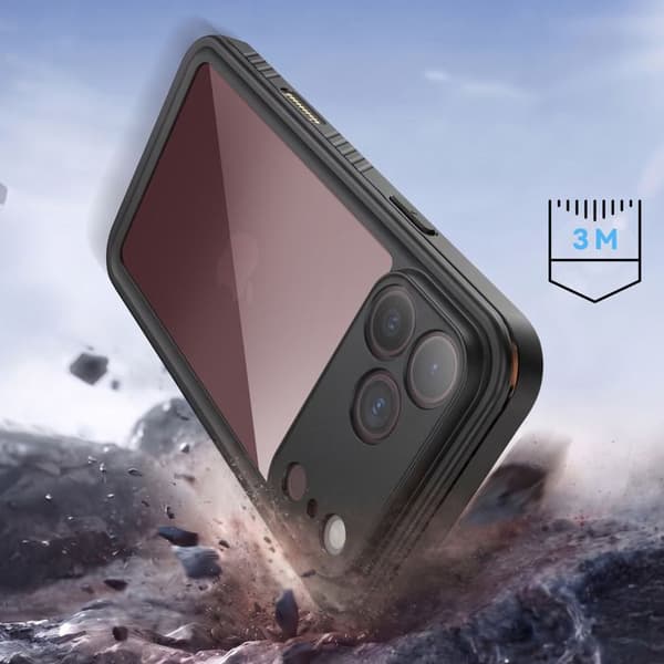 Helcover til iPhone 18 Pro Max MagSafe Vandtæt IP68 3m med Rem Redpepper Sort Svart