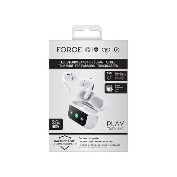 Tilbehør til mobiltelefon Force Play TWS Play Touch ANC Intra White Touch Screen