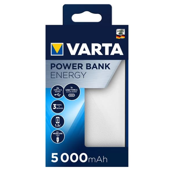 Powerbank - VARTA - Energi 5000 - LiPo 5000 mAh - 1 st - Extra batteri