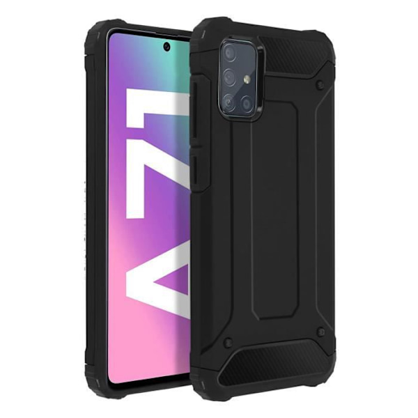 Fodral - AVIZAR - Samsung Galaxy A71 - Stötsäker 1,8 m - Bi-material - Svart relief Svart