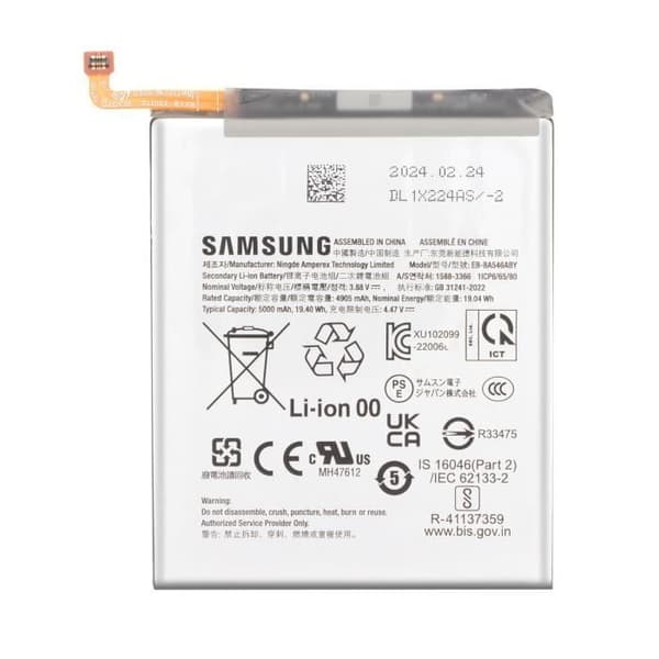 Interna Batteri - SAMSUNG - Galaxy A35 5G - 5000mAh - Litium Jon - Vit Vit