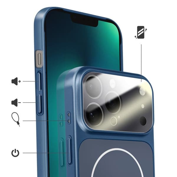 Cover til iPhone 13 Pro Max Kompatibel med MagSafe Mat AG Glas Mørkeblå Blå