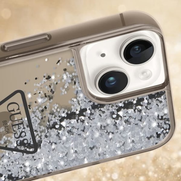 Coque Luxe för iPhone 14 Plus Flytande Glittrar Rep-skydd Guess Svart Transparent Svart
