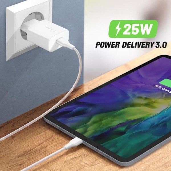 USB-C Power Delivery 3.0 25W PPS verkkovirtalaturi Belkinin USB-C-kaapelilla valkoinen