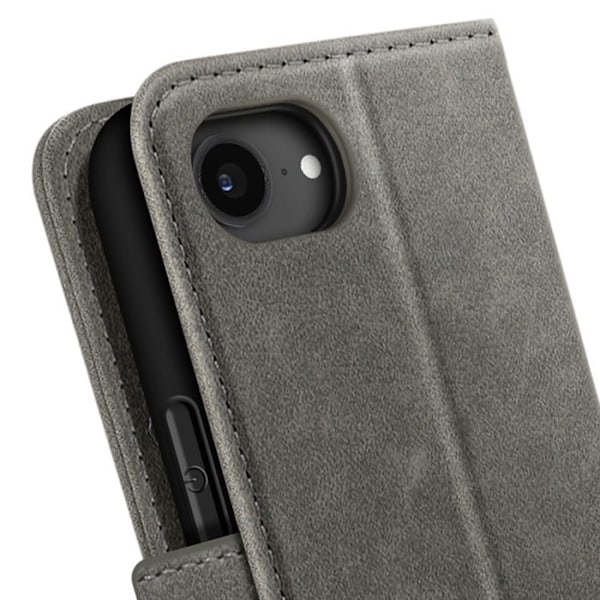 Étui til iPhone 16e - Chesterfield - Grå - Wallet Flip - Videostand Grå