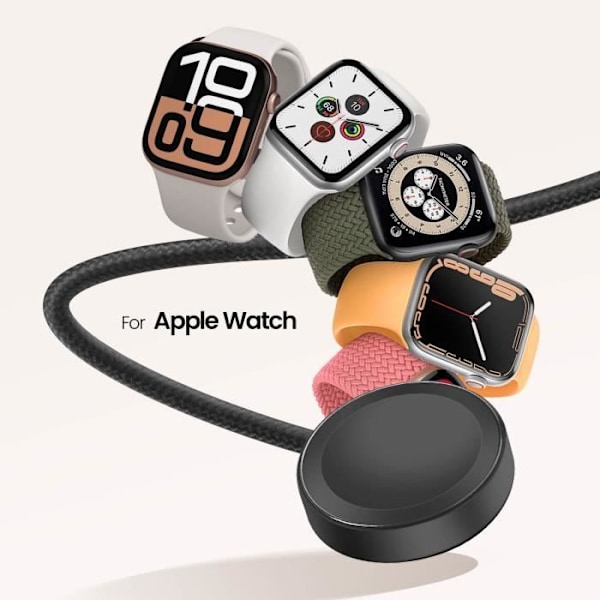 Trådlös magnetkabel för Apple Watch Flätad Ultra-resistent 1m Tactical Black Svart