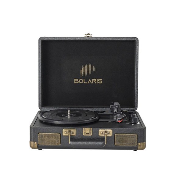 Platina Vinyl Modell Bolaris 3 W Bluetooth Portabel med Svarta Högtalare Svart
