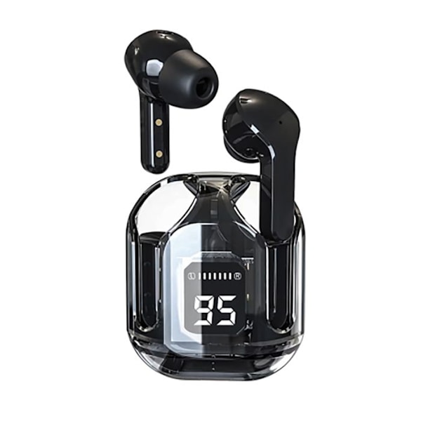 Trådløse TWS hovedtelefoner Bluetooth 5.3 Chrystal LED display Ledwood Sort Svart