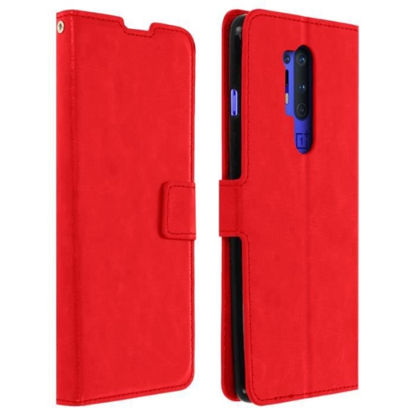 OnePlus 8 Pro Cover Folio Case Korthållare Stativ Funktion Vintage Röd