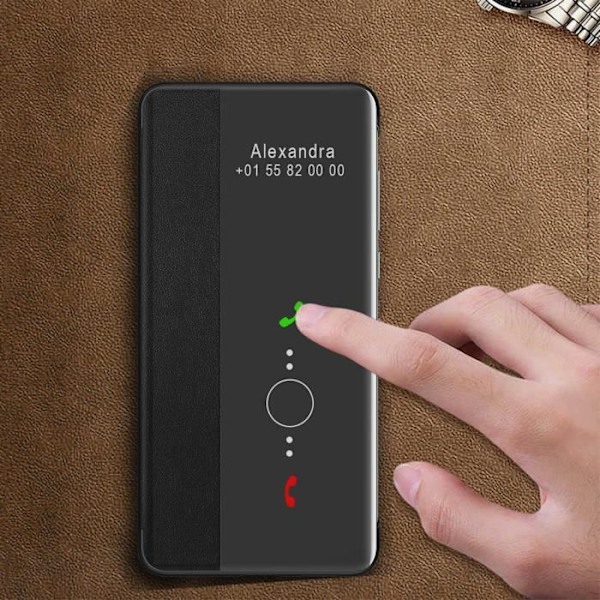 Housse - HUAWEI - P40 - Intelligent Vindue - Blød Cover - Sort Svart