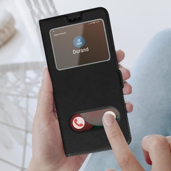 Etui til Samsung Galaxy A22 / M32 med dobbeltvindue Video Support sort svart