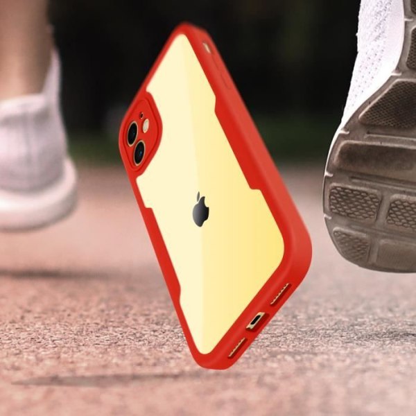 iPhone 11 Fodral Baksida Plexiglas Polymer Front Förstärkta hörn Röd Kontur Röd