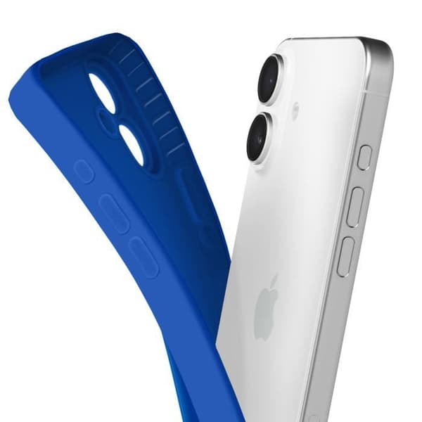 Coque för iPhone 16 - Slät Silikon - Rep防 - Skyddad Kamerablokk - Enkel Installation Blå