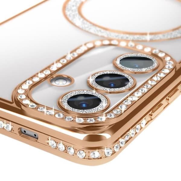 Coque - AVIZAR - Samsung Galaxy S24 - Rigid - Strass - Kompatibel med MagSafe Gul