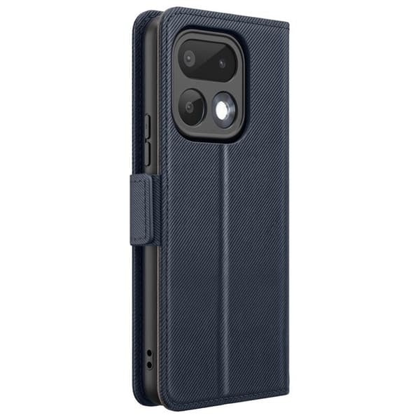 Fodral för Realme 16 Pro Texturerad Läderlook med Spegel och Kortfack Mörkblå Blå