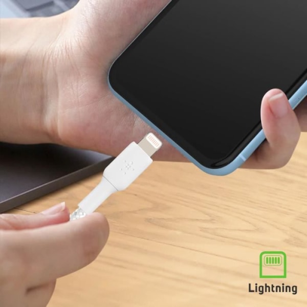 Kabel USB till Lightning MFi 18W Flätad Nylon 1m Charge and Synchro Belkin vit
