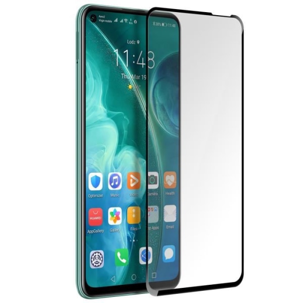 Huawei P40 Lite 5G film genomskinligt avfasat härdat glas med svart kontur Gennemsigtig