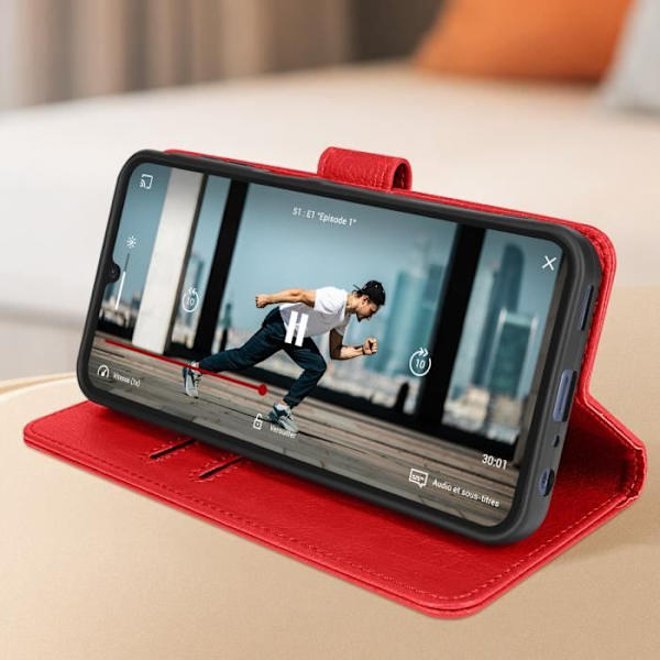 Etui til Samsung Galaxy A25 - AVIZAR - Pung og videosupport - Rød Röd