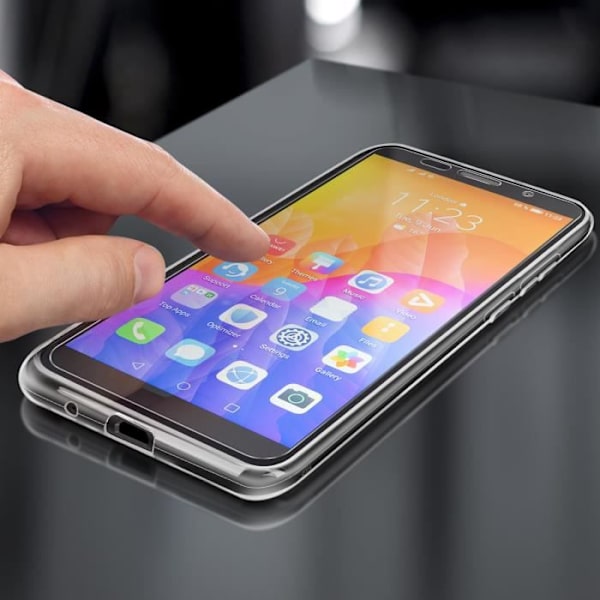 Suojakotelo - AVIZAR - Huawei Y5p - Pehmeä silikoni - 9H karkaistu lasikalvo - Läpinäkyvä valkoinen Transparent, vit