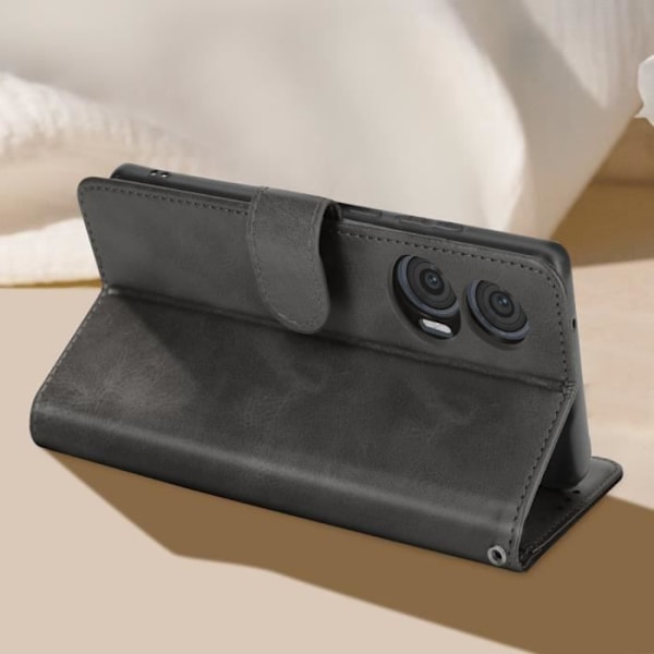 Fodral till Motorola Edge 50 Fusion Handledsrem Flip Stand Plånbok Svart Svart