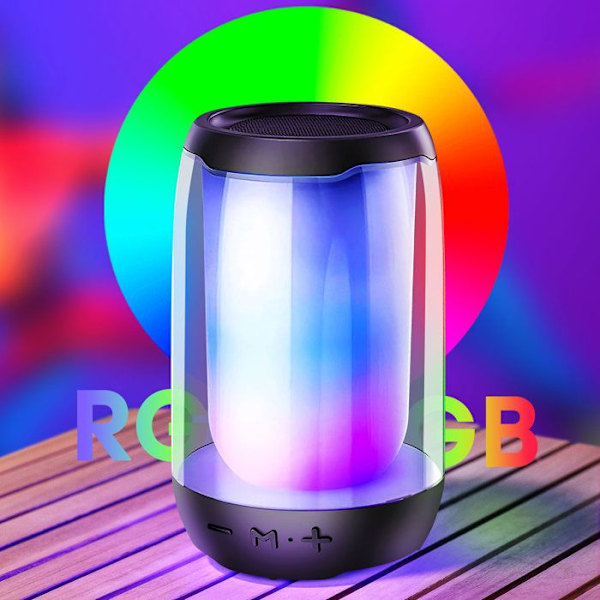 Mini Bluetooth Högtalare 5W LED RGB Kompakt Bärbar Vattentät IPX6 LinQ Svart Svart