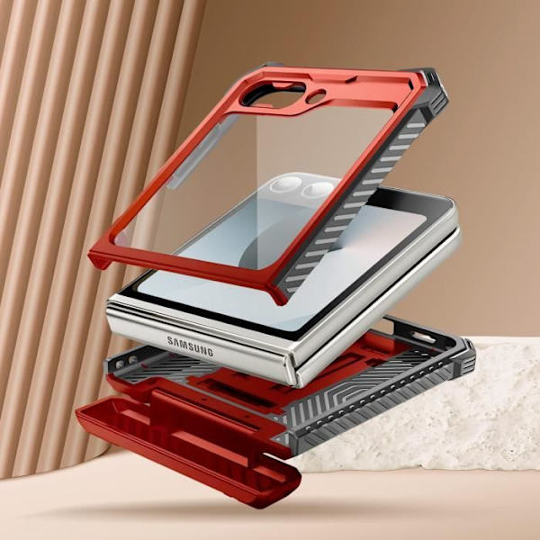 Carbon Case för Samsung Z Flip 6 Full Protection Stötsäker I-Blason Red Röd