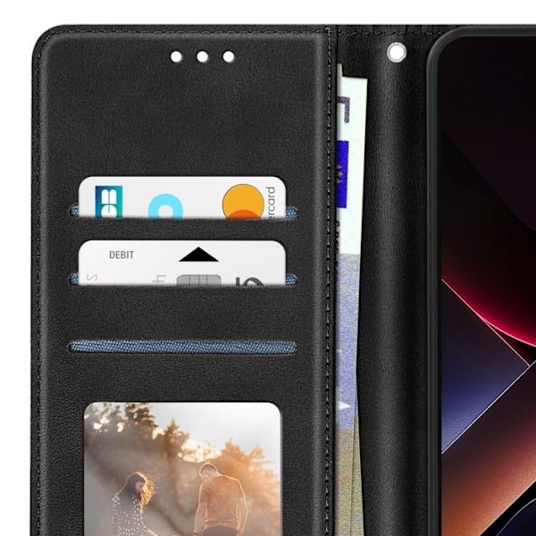 Etui för Xiaomi Poco X7 Pro Axelrem Klipp Stöd Plånbok Svart Svart
