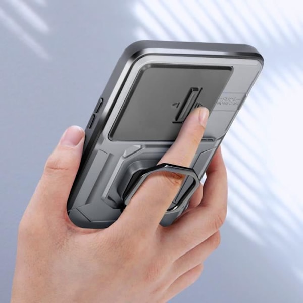 Fodral för Xiaomi 14 Ring Support Stötsäkert skjutbart kameraskydd grått Grå