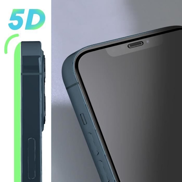 Skærmfilm - AVIZAR - iPhone 12 Pro Max - 9H hærdet glas - 5D skråkanter - Fuld vedhæftning Svart