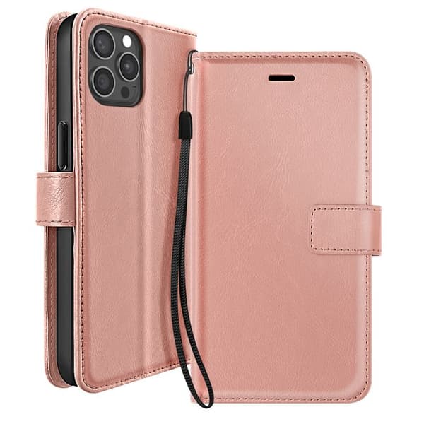 Pungetui til iPhone 15 Pro Max med videostøtte og håndledsrem Mayaxess Rosaguld Roséguld