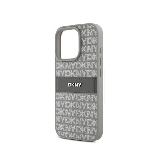 Coque för iPhone 16 Pro Utgåva Repeat Pattern Tonal Stripe med Metalliskt Logo DKNY Beige Grön