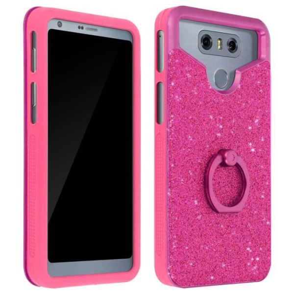 Universal smartphone cover 4,5 til 4,7" Glitter Ring Video Support fuschia Pink