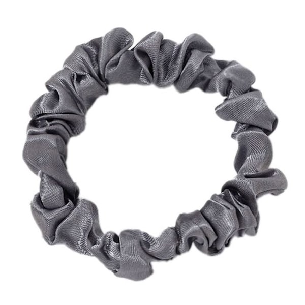 Chouchou Klassisk för Hår i Plisserad Satin Minimalistisk Grafit Grafit Svart