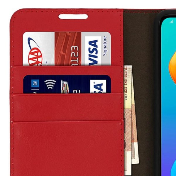 Huawei P30 Lite-fodral - AVIZAR - Läder Folio-fodral - Röd - Videostöd - Heltäckande skydd Röd