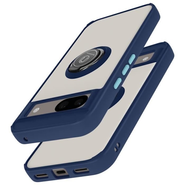 Smartphonecover - AVIZAR - Google Pixel 8A - Stødabsorberende - Metallring - Blå Blå