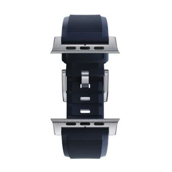Ranneketju - NOMAD - Apple Watch 6-9-SE-Ultra-Ultra 2 - Hopea - Fluoroelastomeerikumi - Yhdistetty Silver, Blå