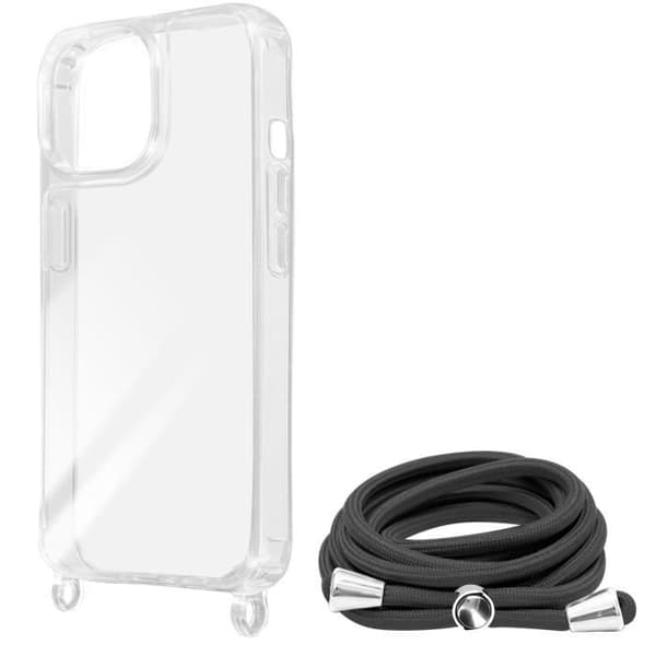 Mobilskal - AVIZAR - iPhone 15 Pro - Hård - Transparent - Justerbar rem 90 cm Vit