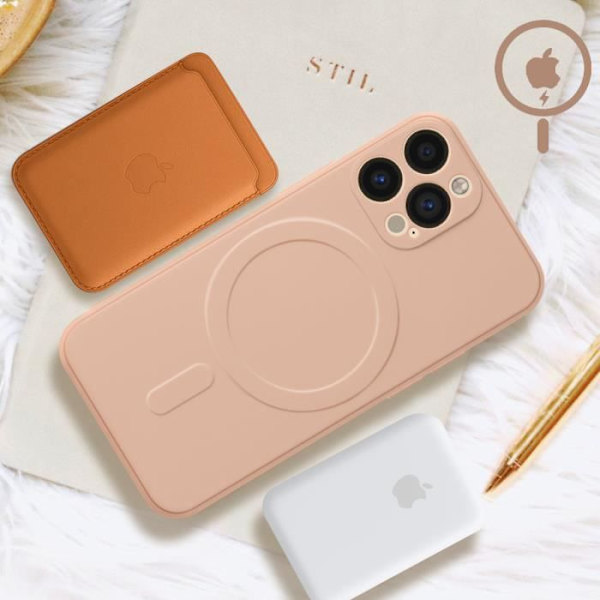 Magsafe iPhone 13 Pro Case Silikoni Sisäpuoli Pehmeä kosketus Mag Cover ruusukulta