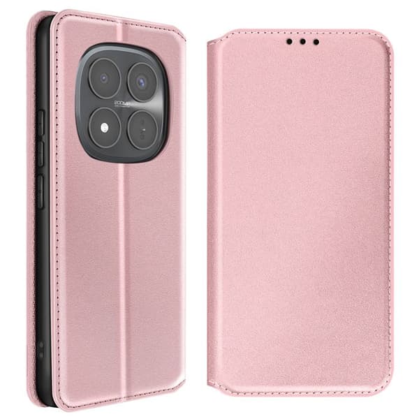 Folio-etui til Redmi Note 15 Pro Plus 5G med kortlomme og støttefunktion i roséguld Ros