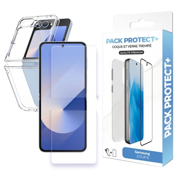 Skyddspaket för Galaxy Z Flip6 Skal i mjuk TPU och 7H härdat glas Moxie Transparent Vit