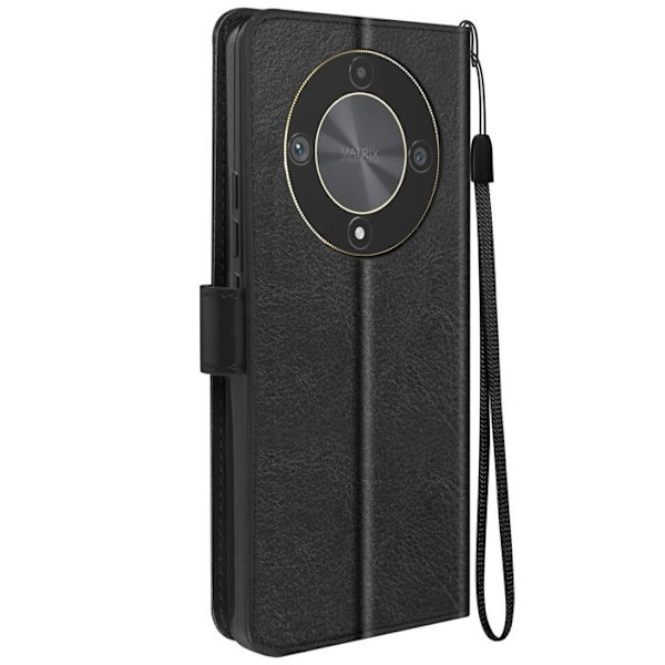 Fodral till Honor Magic 6 Lite - MAYAXESS - Funktion för plånboksställ och handledsrem - Svart Svart