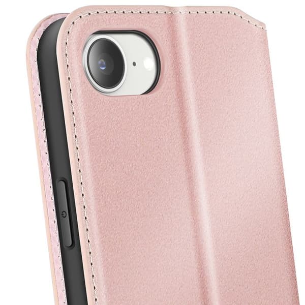 Etui för iPhone 16e - Classic Edition - Rosa - Magnetisk Lock - Video Ställ - Kortfack Ros
