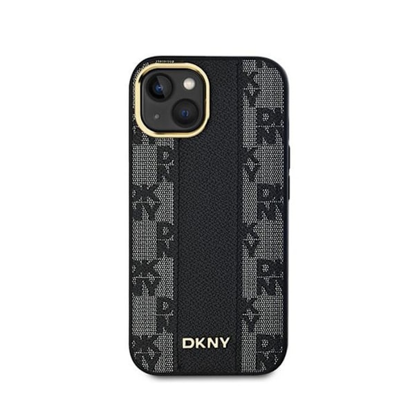 DKNY Checkered Leather Mono Pattern MagSafe - Kotelo iPhonelle 15/14/13 (musta)