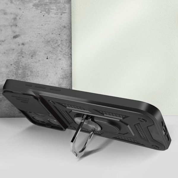 Coque til iPhone 15 Pro - MAYAXESS - Sort - Hård - Stødabsorberende - Kompatibel med magnetisk holder Svart