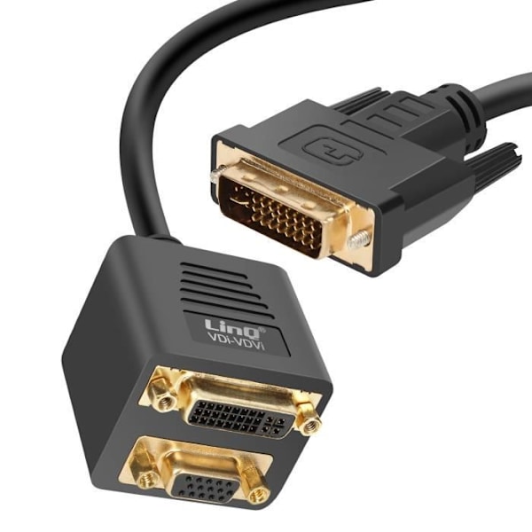 DVI han til VGA hun og DVI-I hun adapter Kompakt 33 cm LinQ Sort