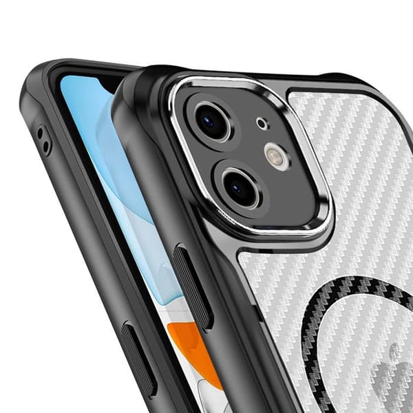 iPhone 11 Cover - MagSafe Model - Carbon Bag - Forstærket Stødabsorbering - Sort Svart