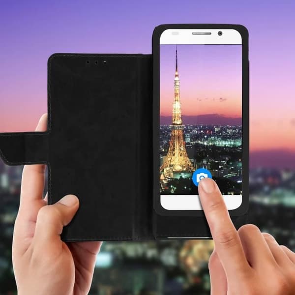 Smartphone Wallet Cover - AVIZAR - Universal - 5,3 til 5,5'' - Sort - Fuld beskyttelse svart