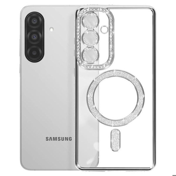 Coque Diamant til Samsung Galaxy A56 MagSafe Kontur Strass Sølv Grå