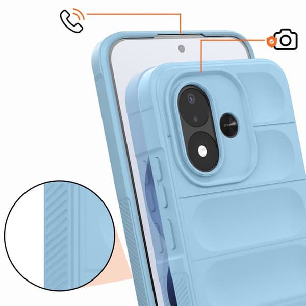 Cover til Xiaomi Redmi Note 17 med geometriske mønstre, forstærkede hjørner, lyseblå Himmelsblå